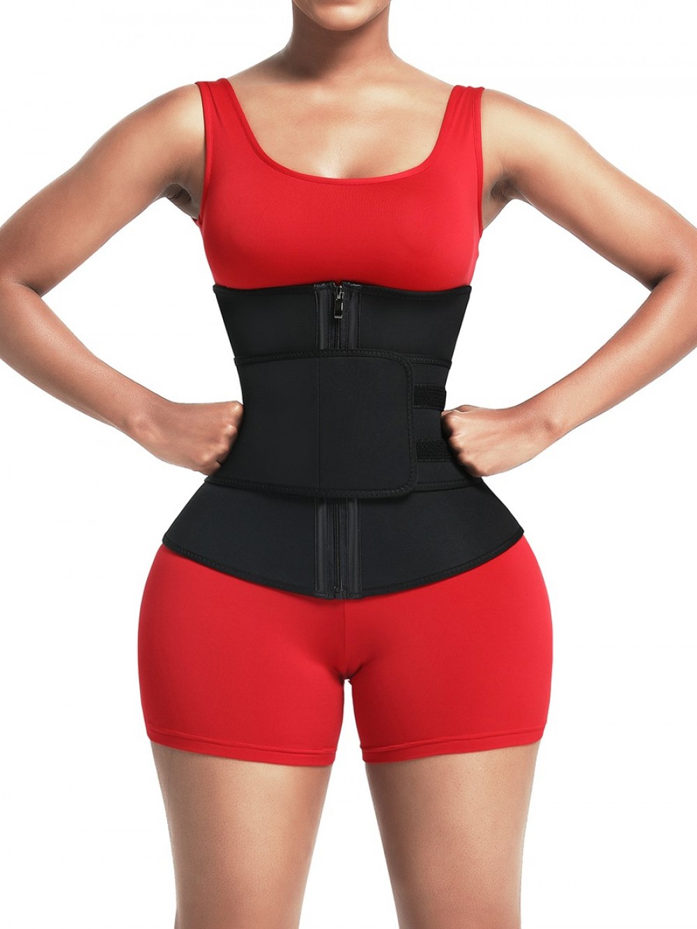 Black 6 Steel Bones Waist Trainer With Belt Slimming Waist