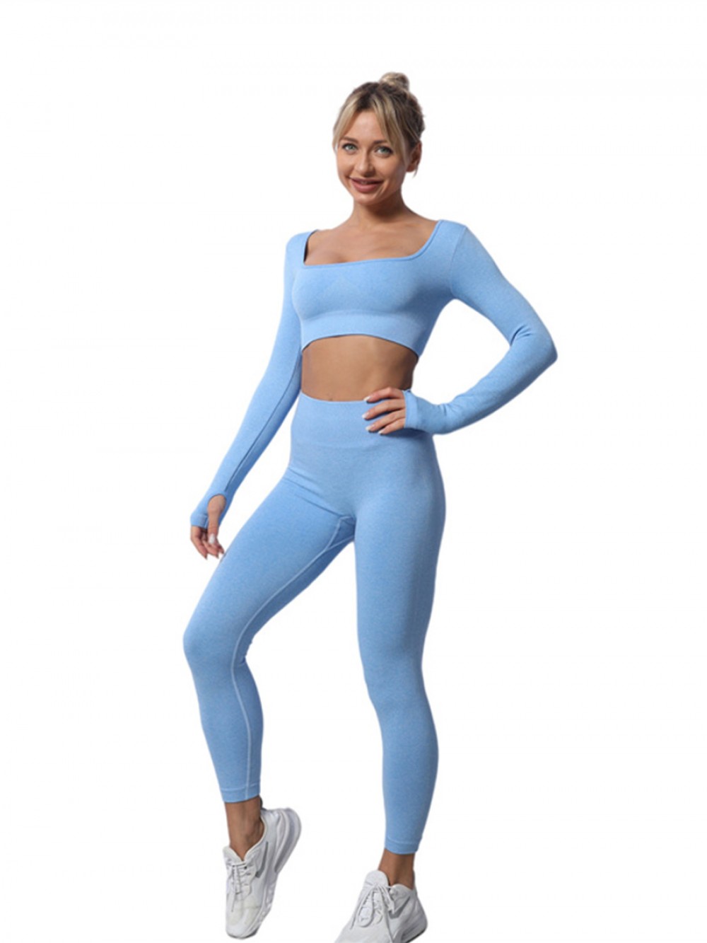 New Arrivals Plain Color Activewear Hip Butt Yoga Set