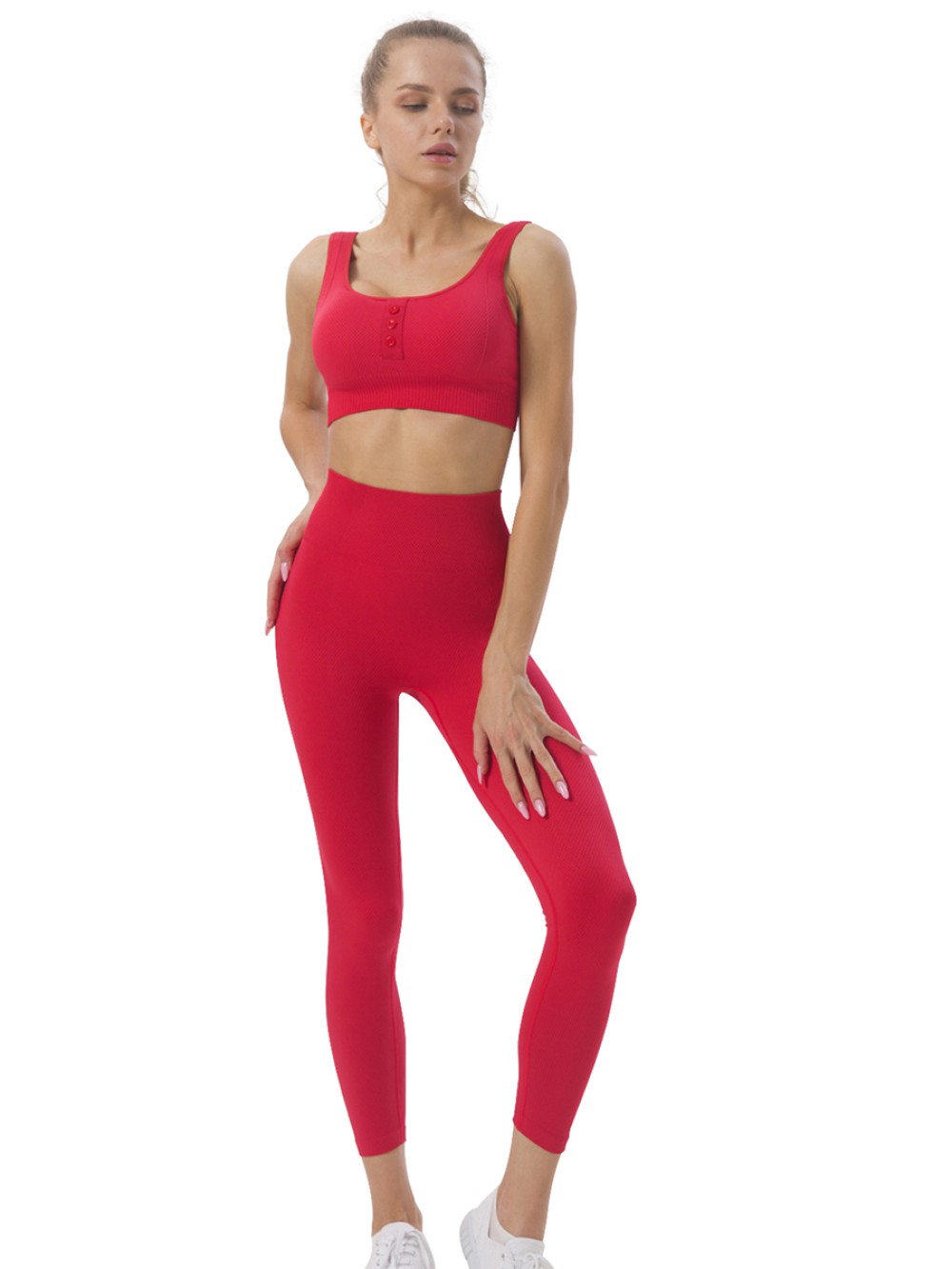Red Sport Wear Women Yoga Sets