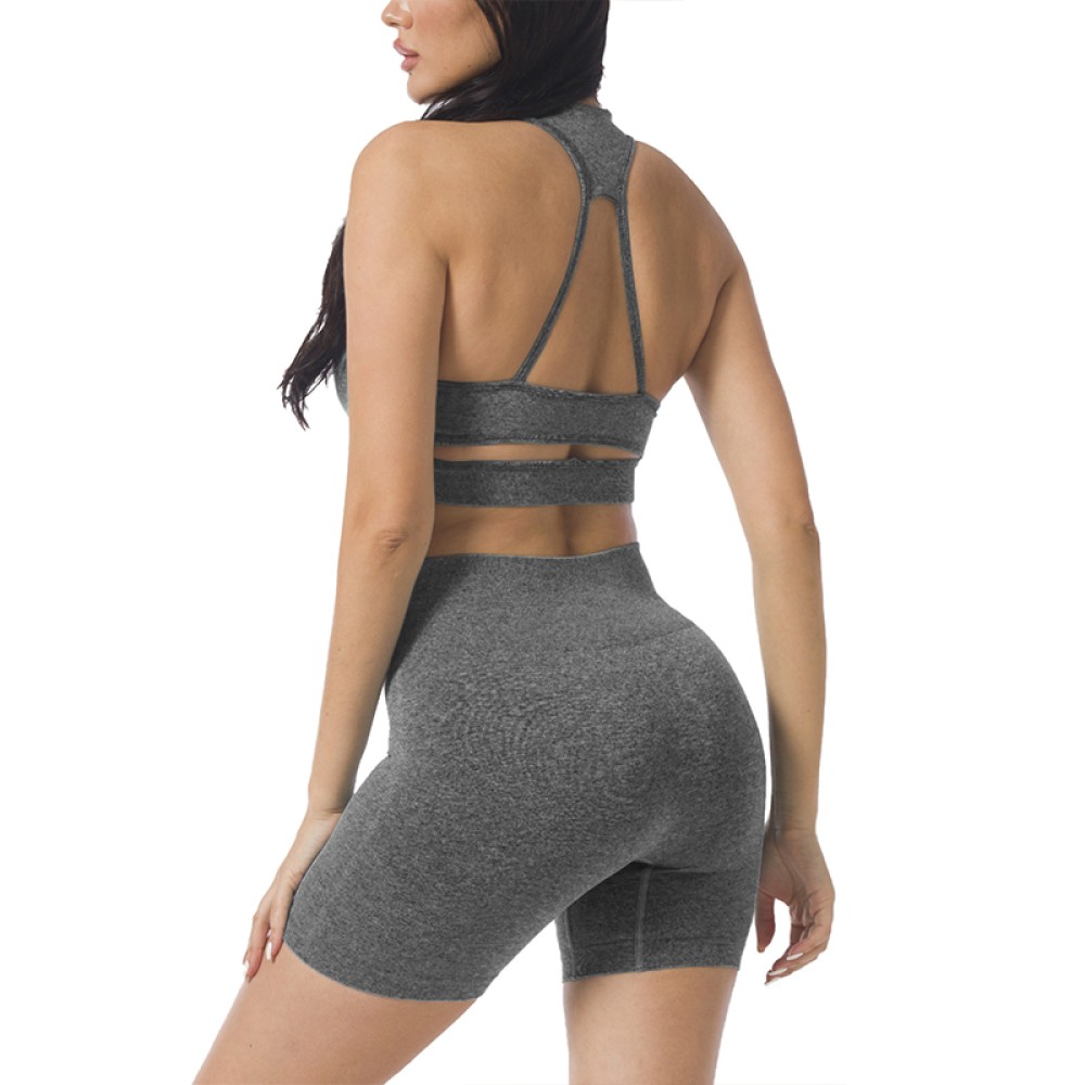 Ribbed Short Women Seamless Gym Fitness Sets