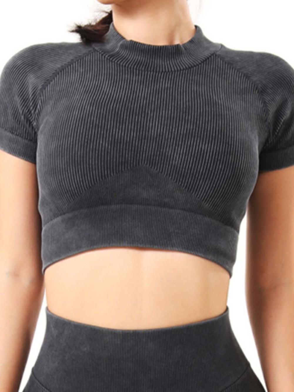 Wholesale Short SleeveHigh Waist Women Seamless Yoga Crop Tops