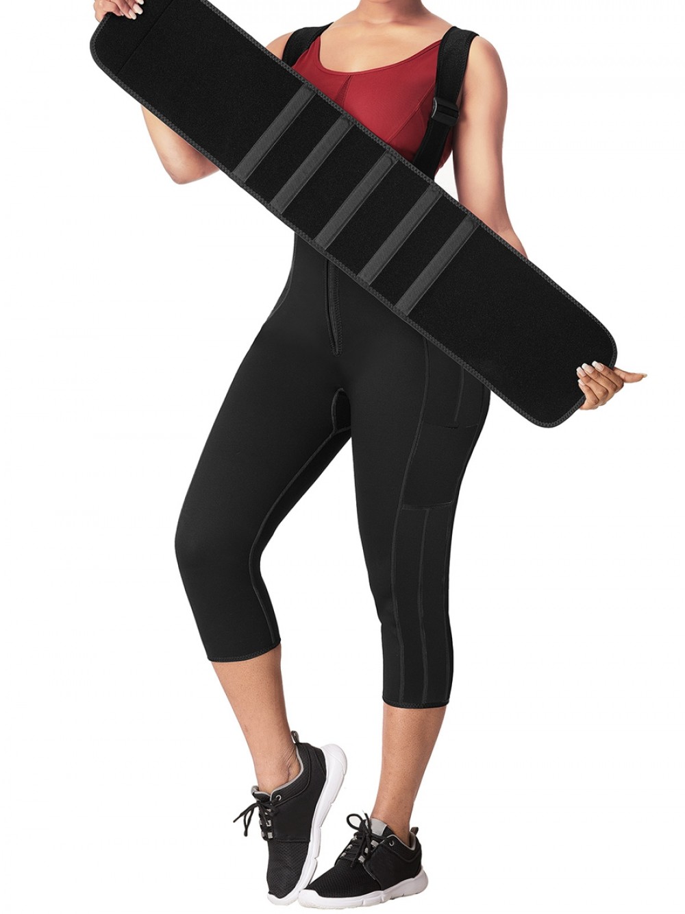 Black Neoprene Waist And Thigh Trainer Body Shaper Custom Logo