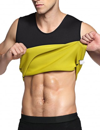 Natural Shaping Black Mens Neoprene Sauna Vest Ddouble Belt High Power