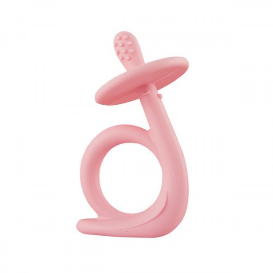 Round standing silicone baby teether toothbrush