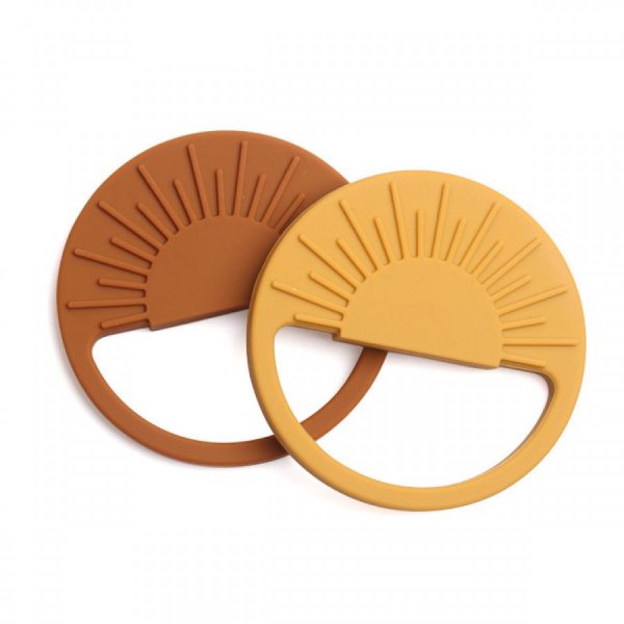 Sun pattern round silicone baby teether