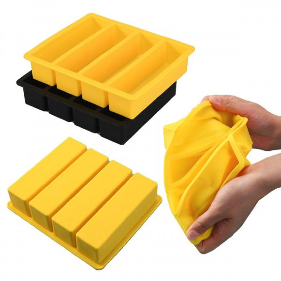 Rectangular 4-compartment silicone ice tray