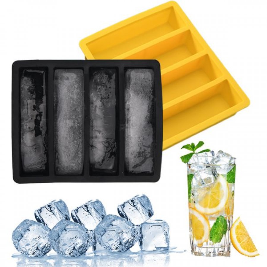 Rectangular 4-compartment silicone ice tray