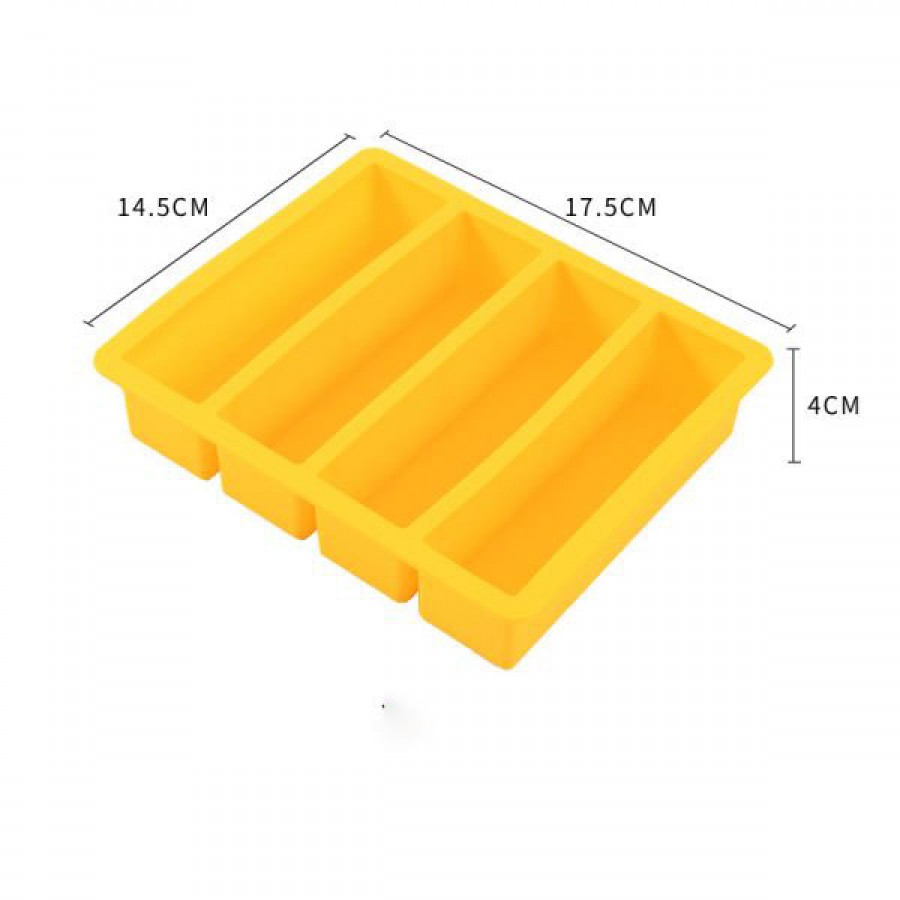 Rectangular 4-compartment silicone ice tray