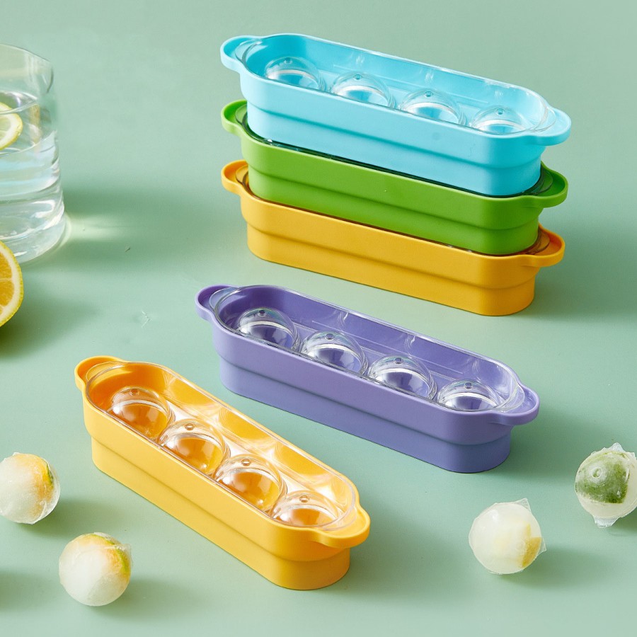 4 compartments round colorful silicone ice tray