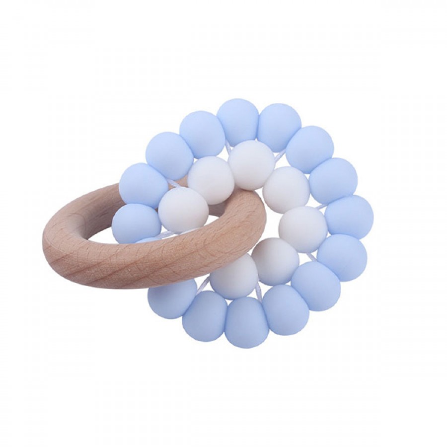 Hot Silicone Bead Beechwood Teether Ring