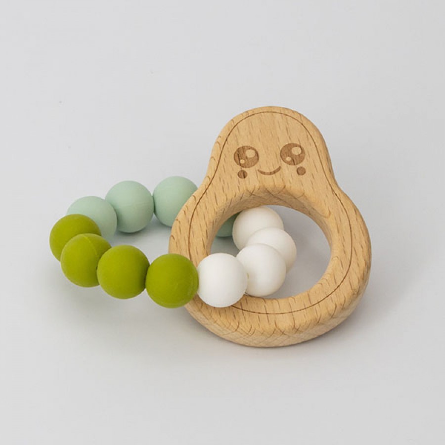 Food Grade Silicone Wooden Animals Teether Ring