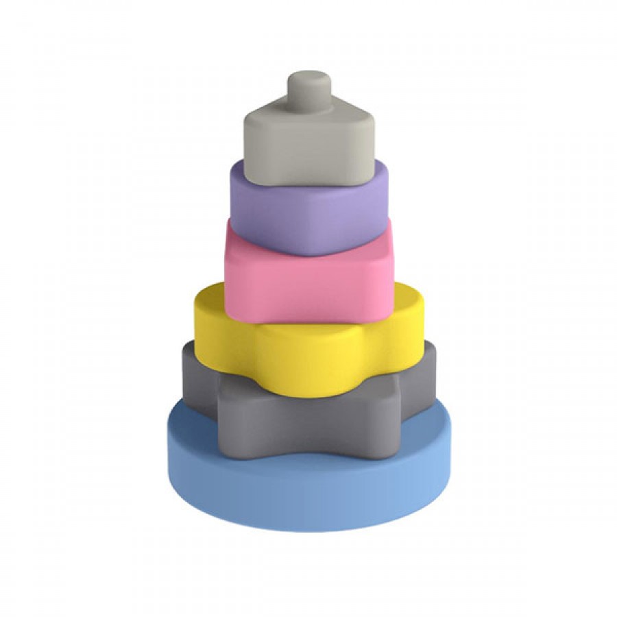 Geometric shape colorful silicone baby stacking toy