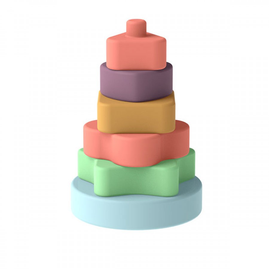 Geometric shape colorful silicone baby stacking toy