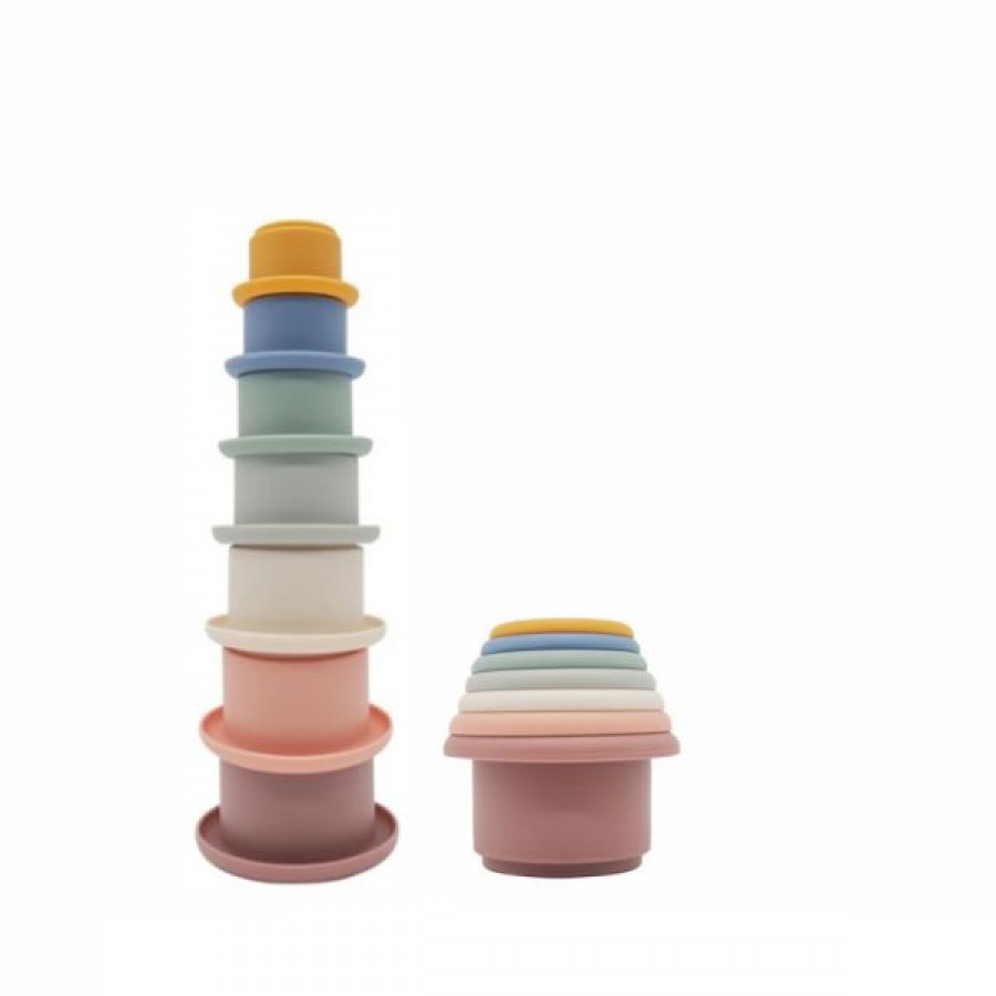 Flexible BPA Free Food Grade Silicone Baby Stacking Cups Toy