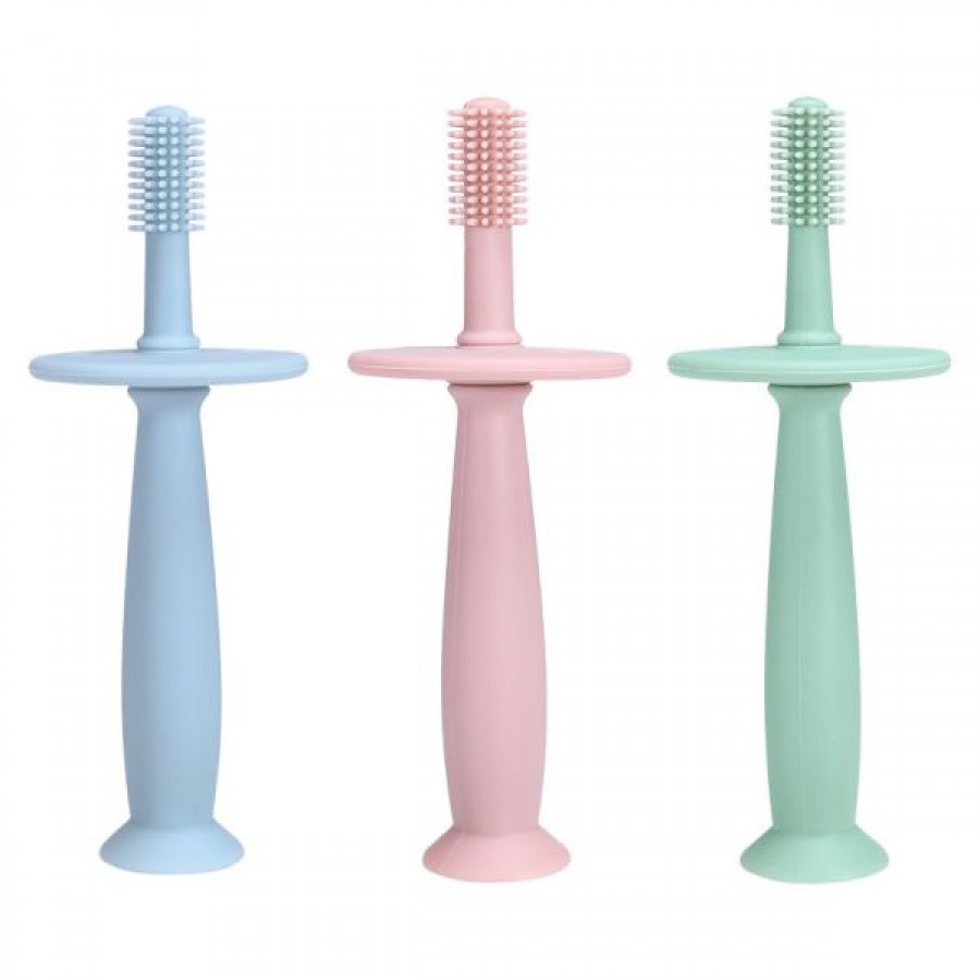 Full silicone baby toothbrush with baffle