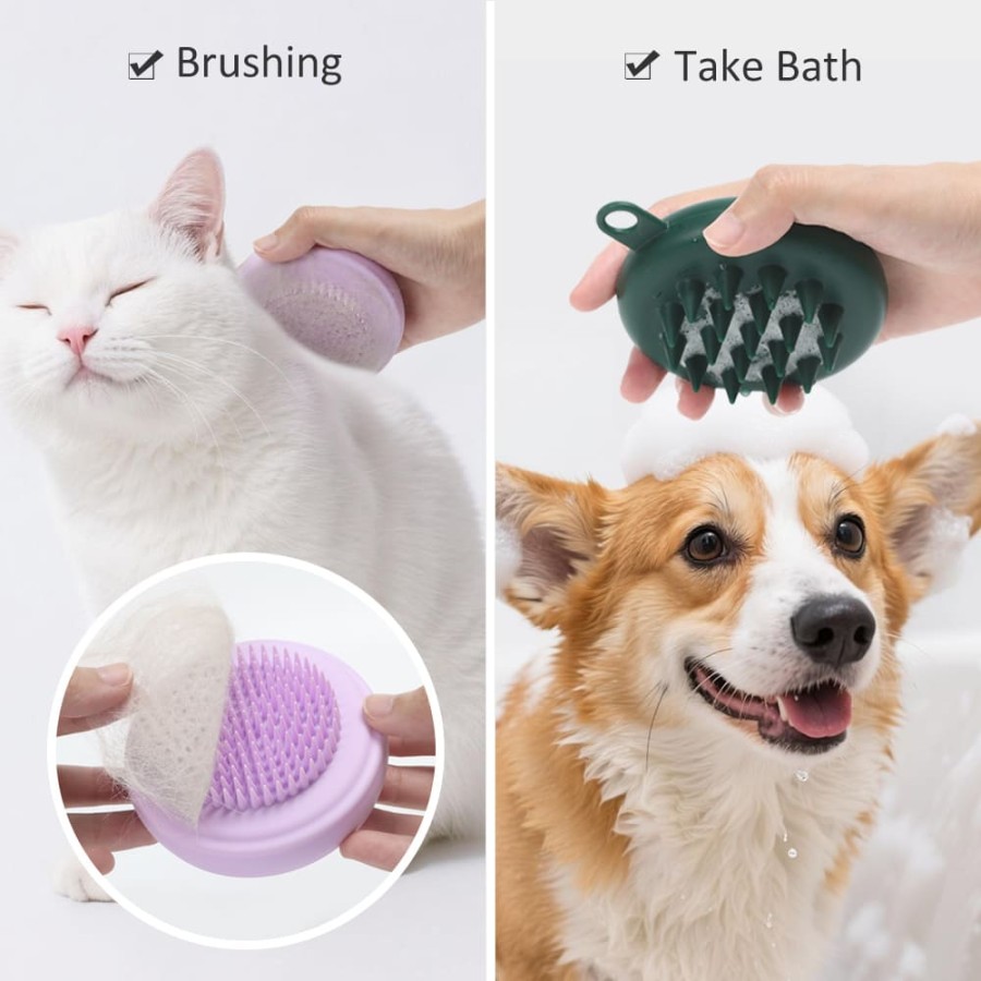Double-sided pet bath brush (Morandi color)