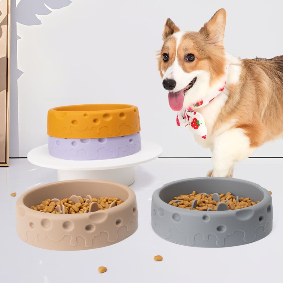 Cheese Slow Feeder Dog Bowl