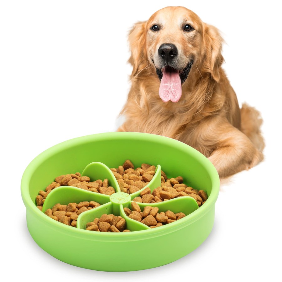 Flower Design Slow Feeder Dog Bowl