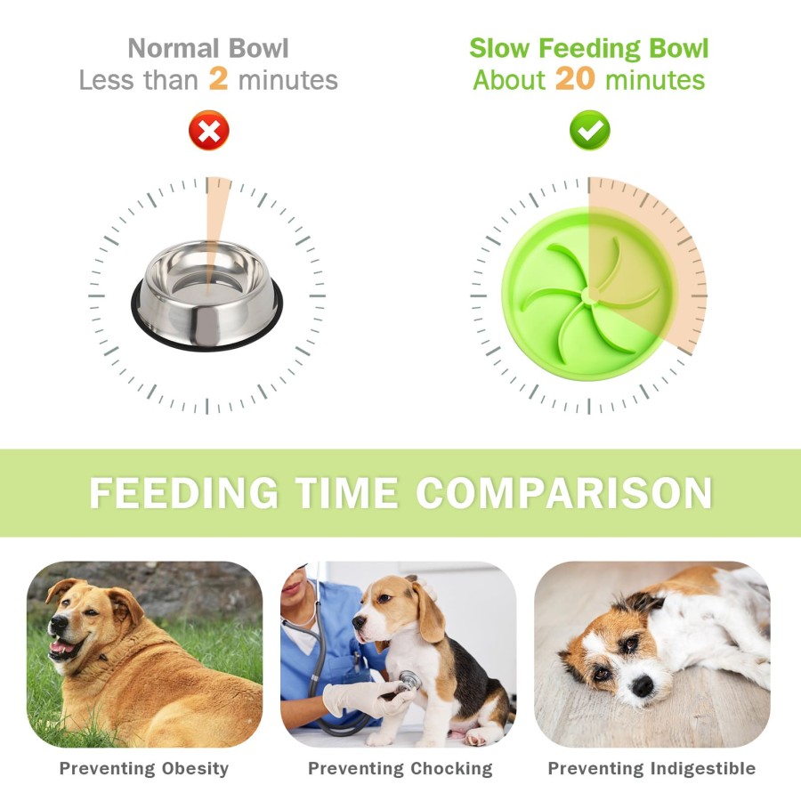 Flower Design Slow Feeder Dog Bowl