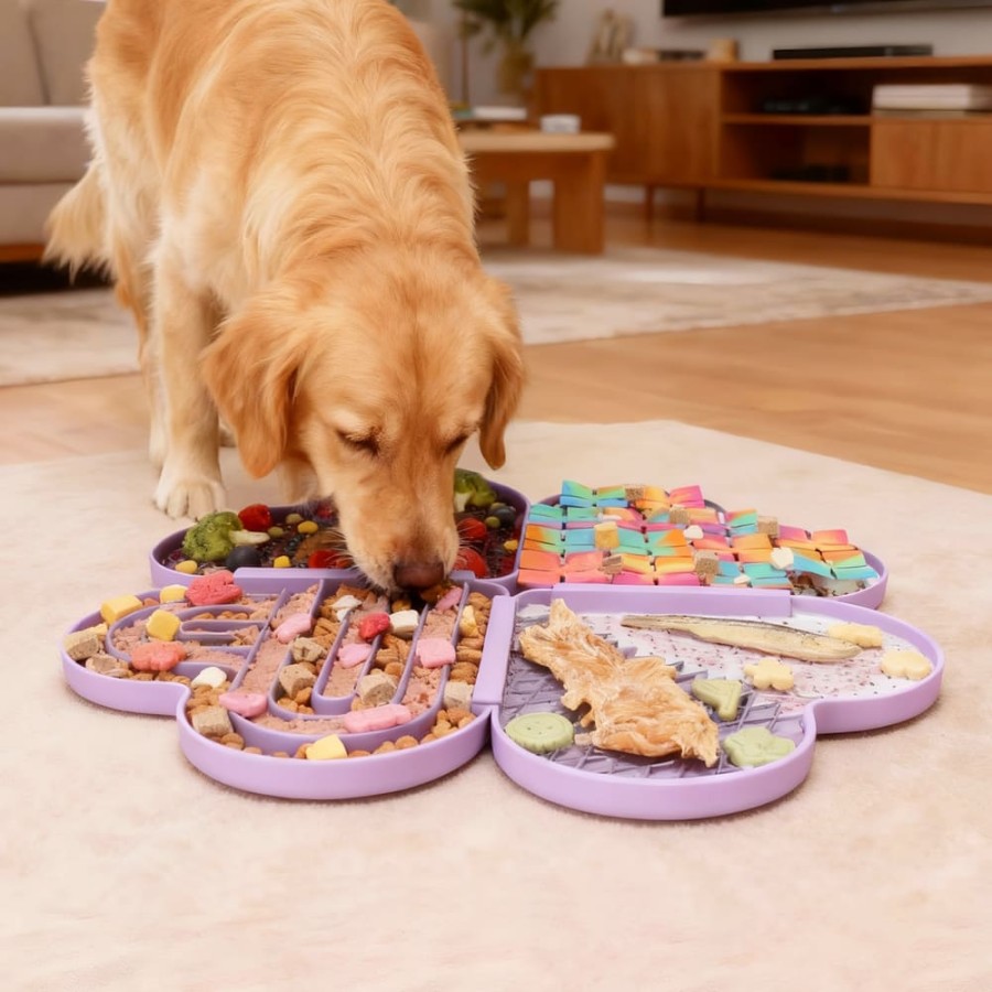 Four-leaf Clover Textured Dog Slow Feeder Mat