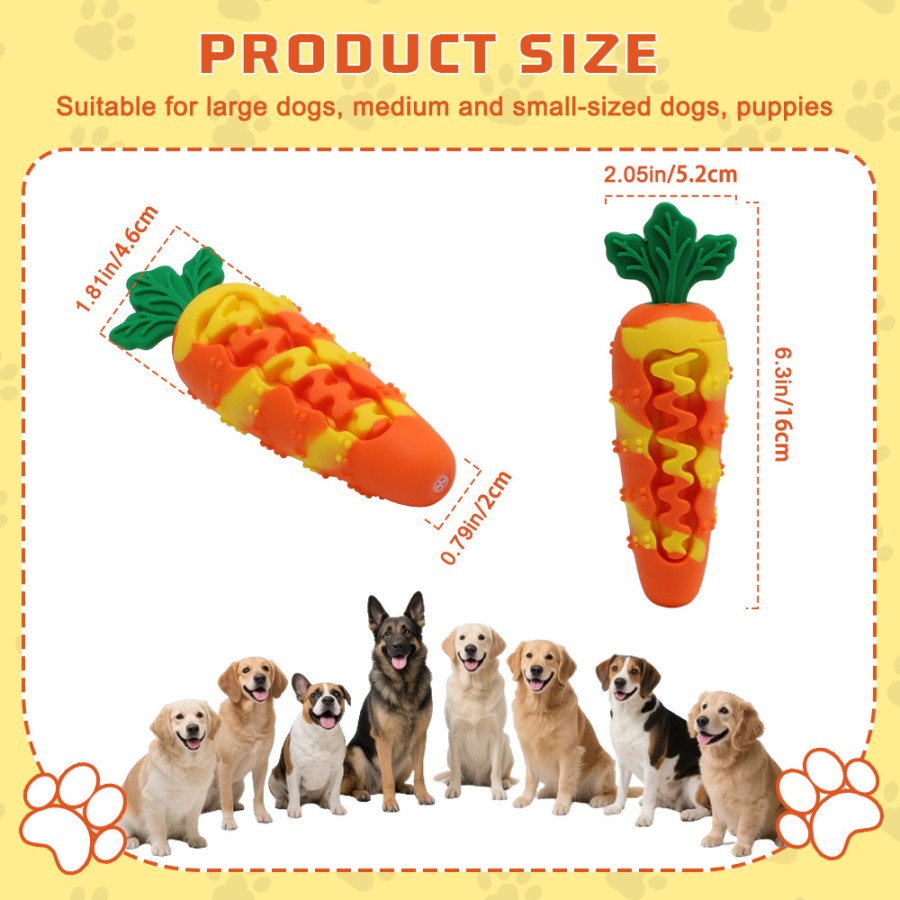Colorful carrot dog chew toy