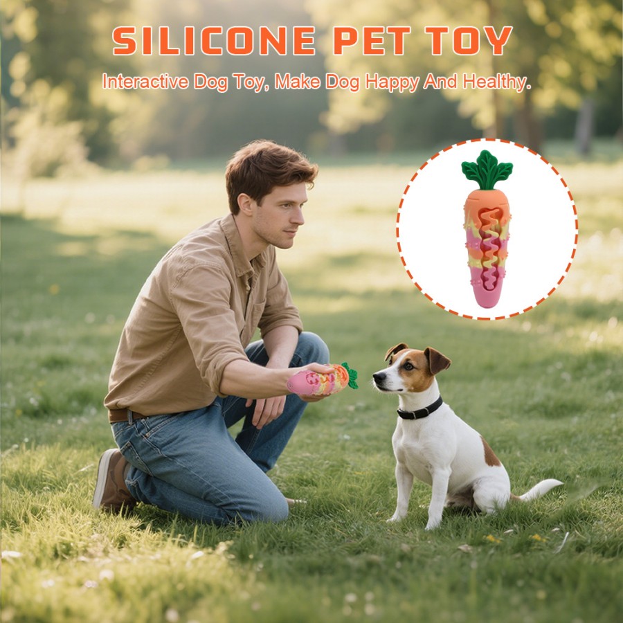 Colorful carrot dog chew toy