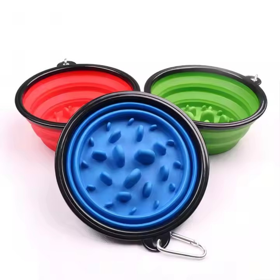 Folding Silicone Slow Feeding Dog Bowl