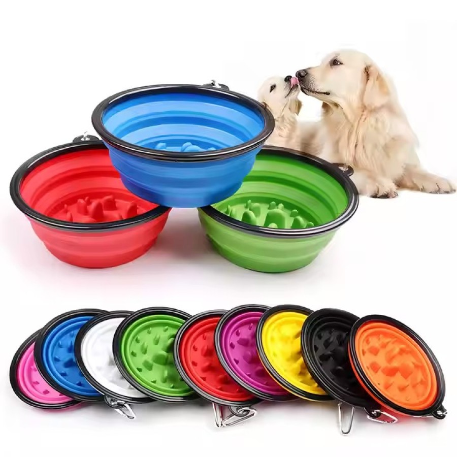 Folding Silicone Slow Feeding Dog Bowl