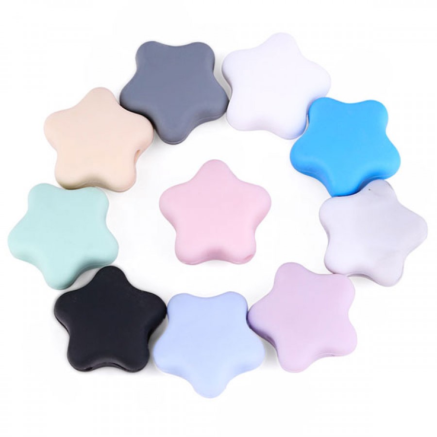 BPA Free Silicone Teething Beads Bulk Star Shape