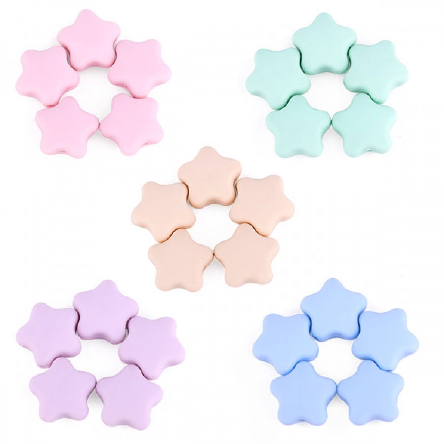 BPA Free Silicone Teething Beads Bulk Star Shape