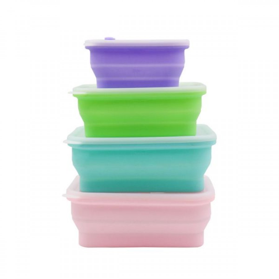 Foldable single-compartment silicone lunch box