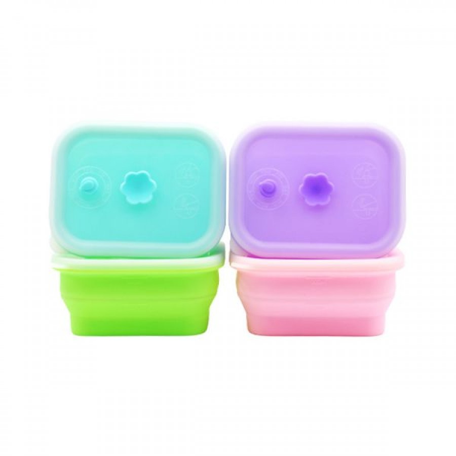 Foldable single-compartment silicone lunch box