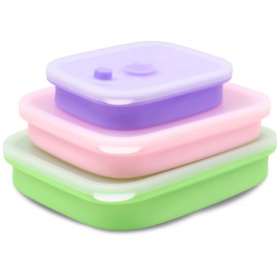 Foldable single-compartment silicone lunch box