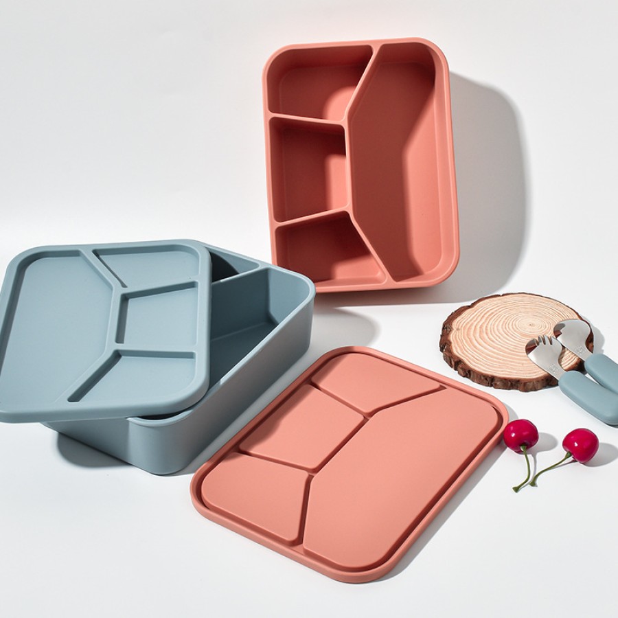 Four-compartment geometric shape lunch box