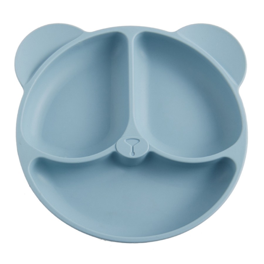 Bear-shaped three-compartment baby silicone bowl