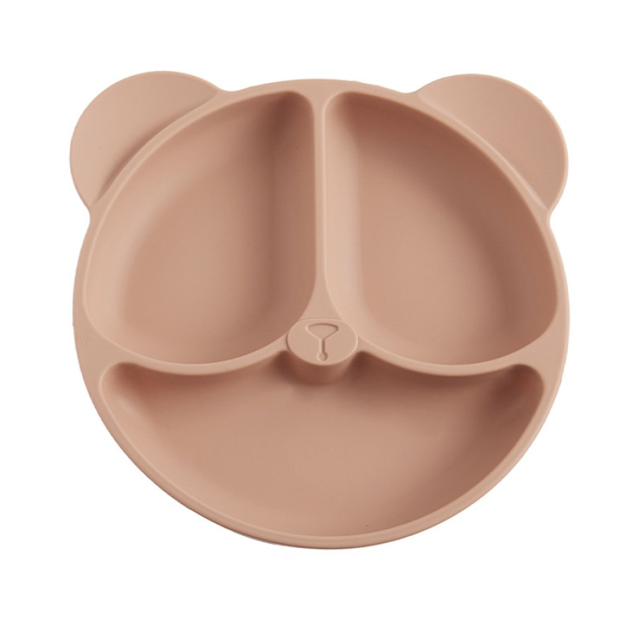 Bear-shaped three-compartment baby silicone bowl