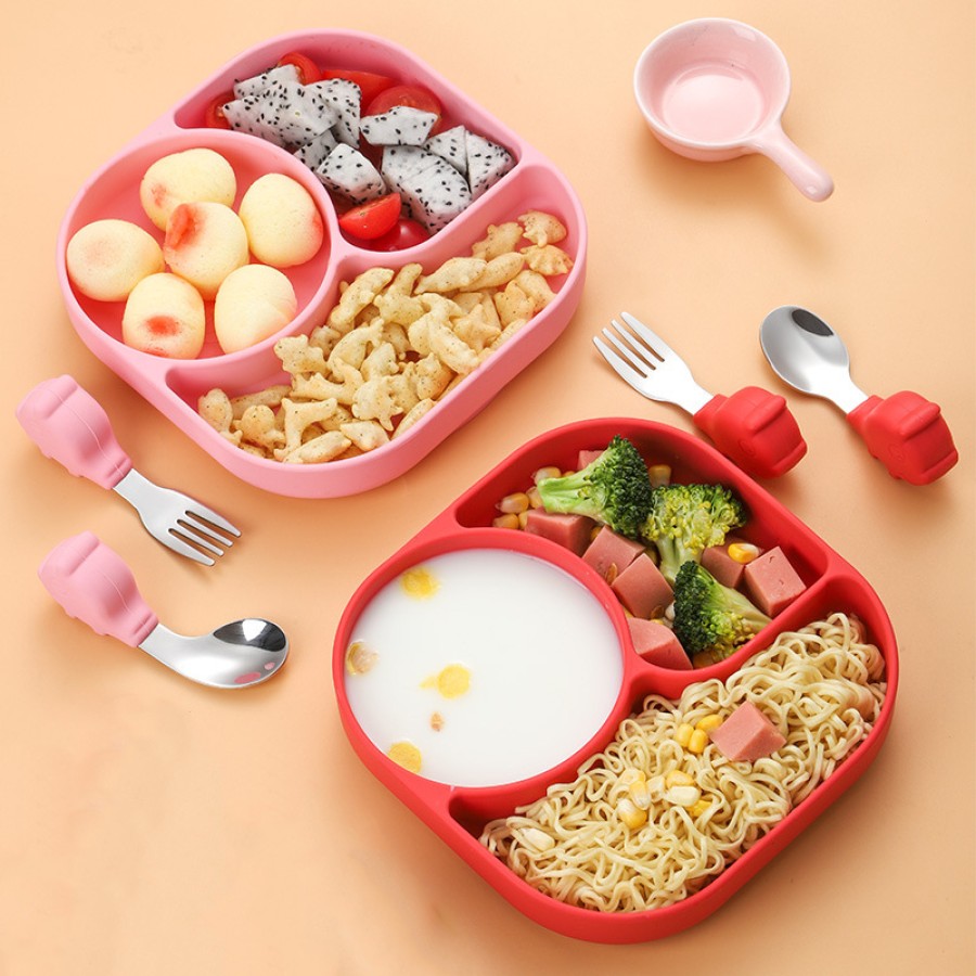 Three compartment irregular silicone dinner plate