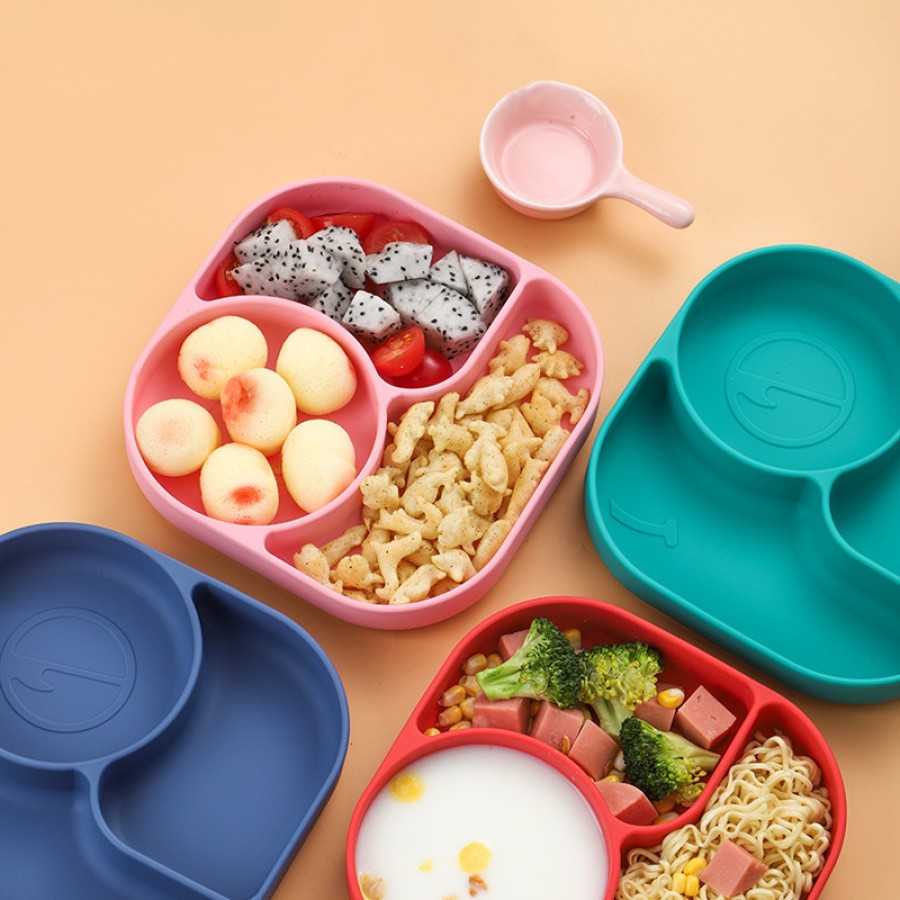 Three compartment irregular silicone dinner plate