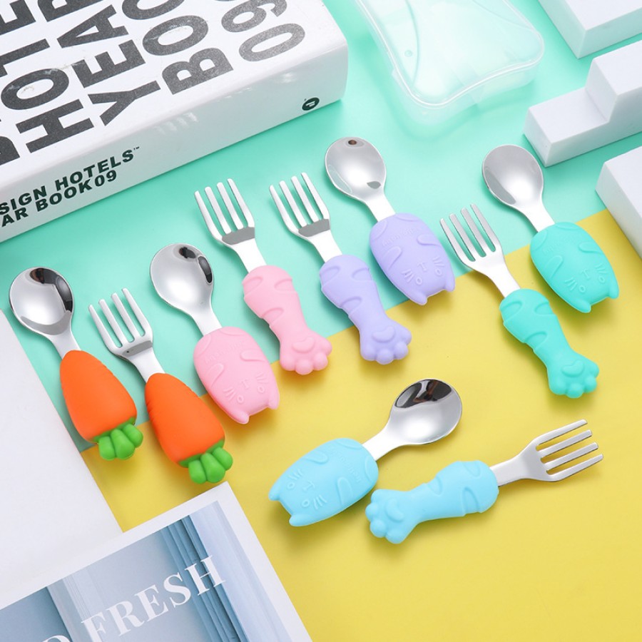 Silicone stainless steel fork and spoon