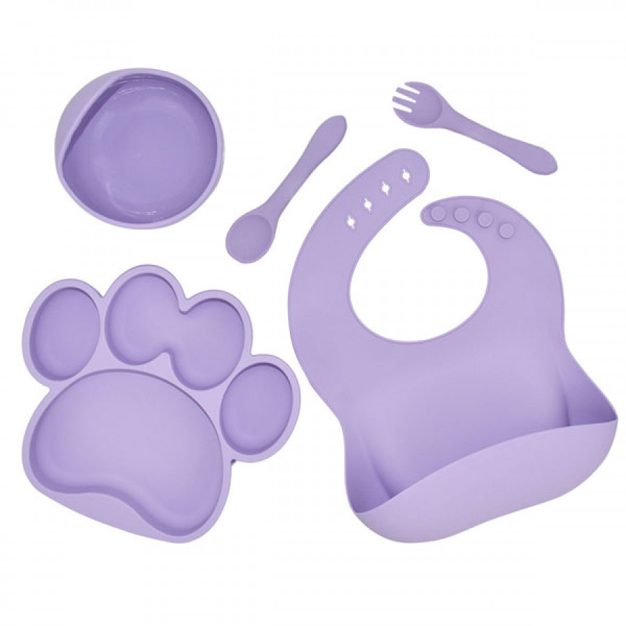 Bear paw silicone dinner plate set 5 pieces