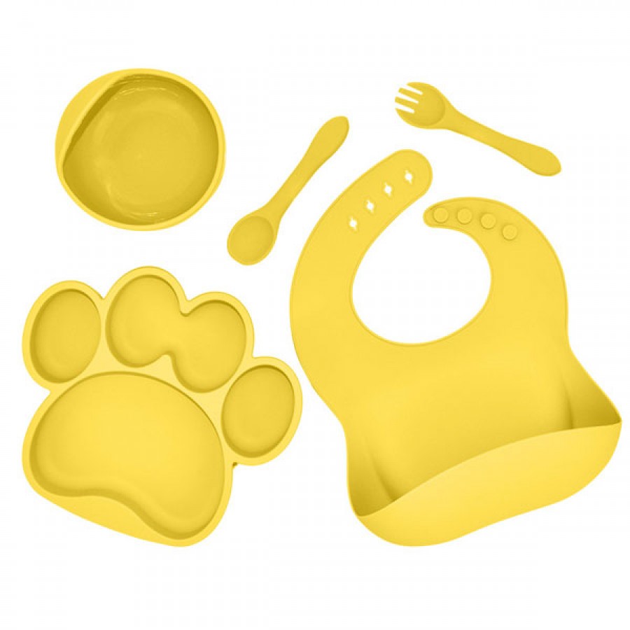 Bear paw silicone dinner plate set 5 pieces