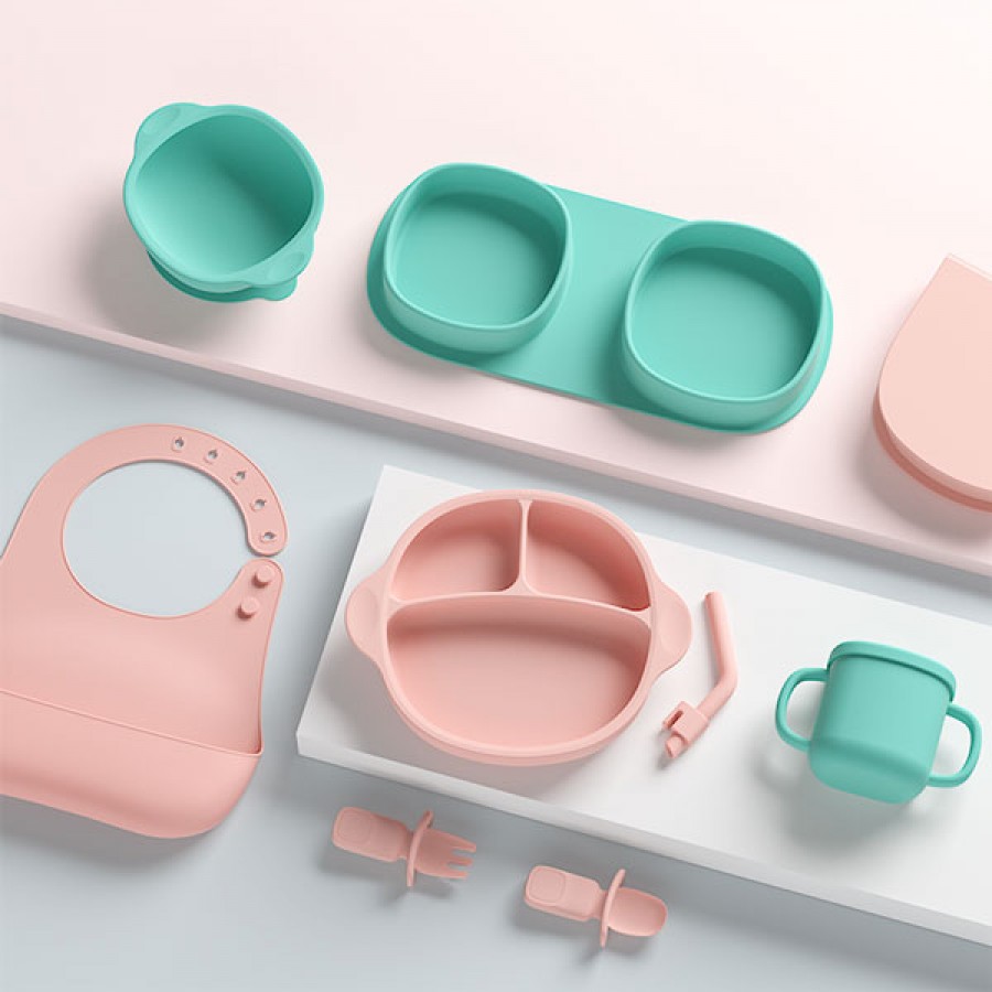 Candy Color Silicone Baby Feeding Set