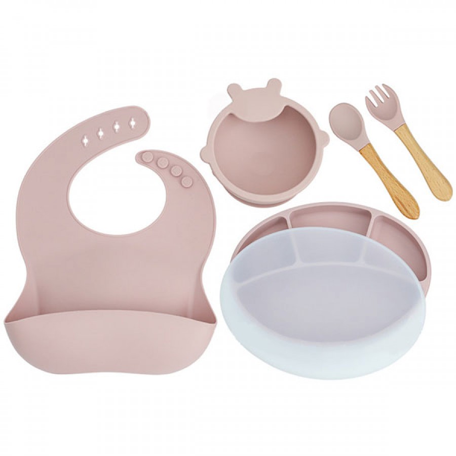 Silicone feeding 5-piece set (dinner plate with lid)