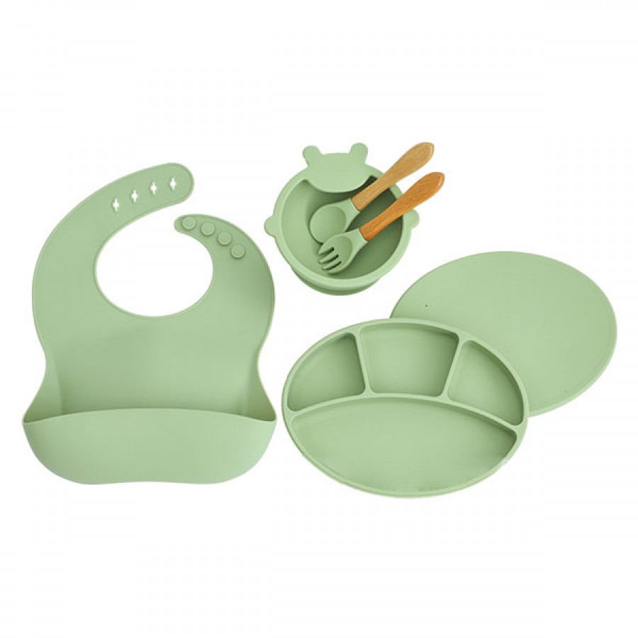 Silicone feeding 5-piece set (dinner plate with lid)