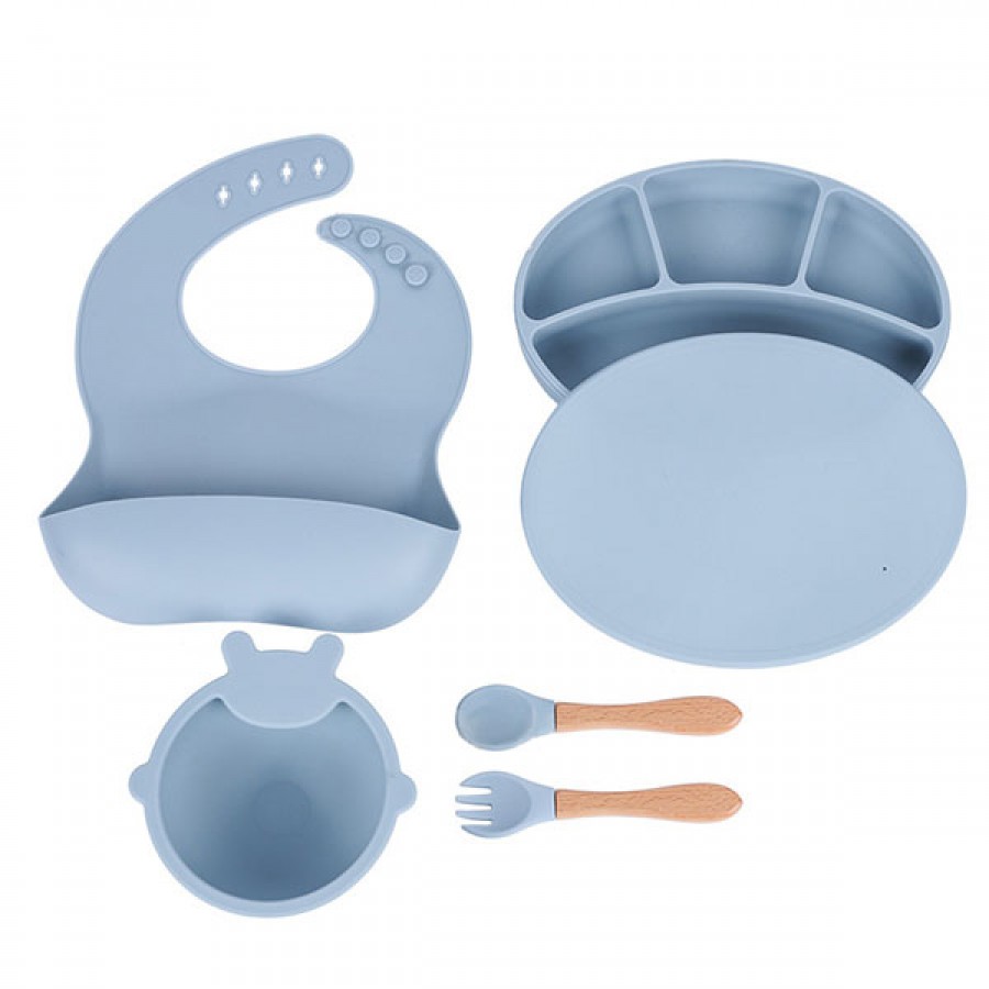 Silicone feeding 5-piece set (dinner plate with lid)