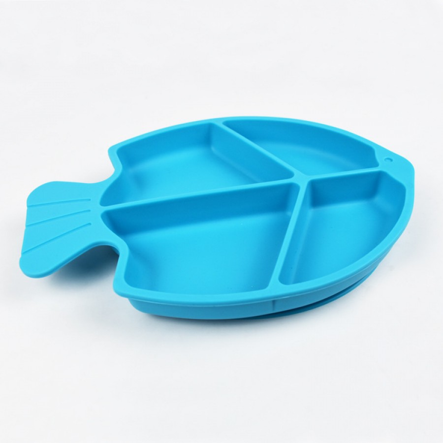 Fish shaped silicone baby plate