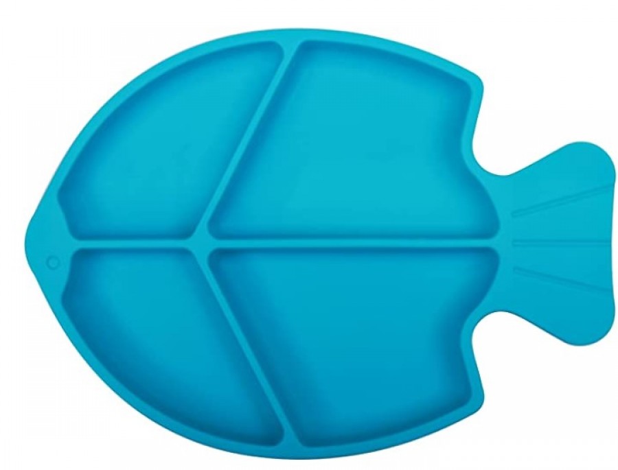 Fish shaped silicone baby plate