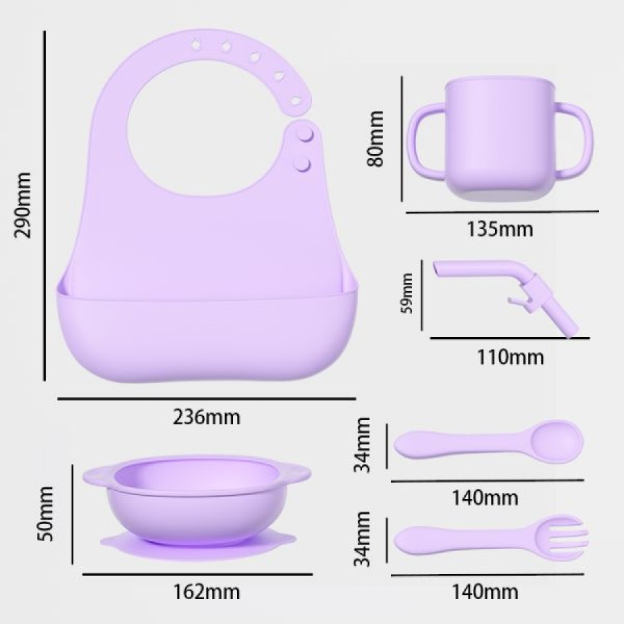 Silicone feeding 5-piece set (fork and spoon)