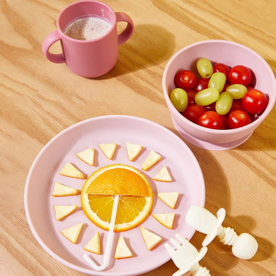 Colorful minimalist style baby silicone tableware set