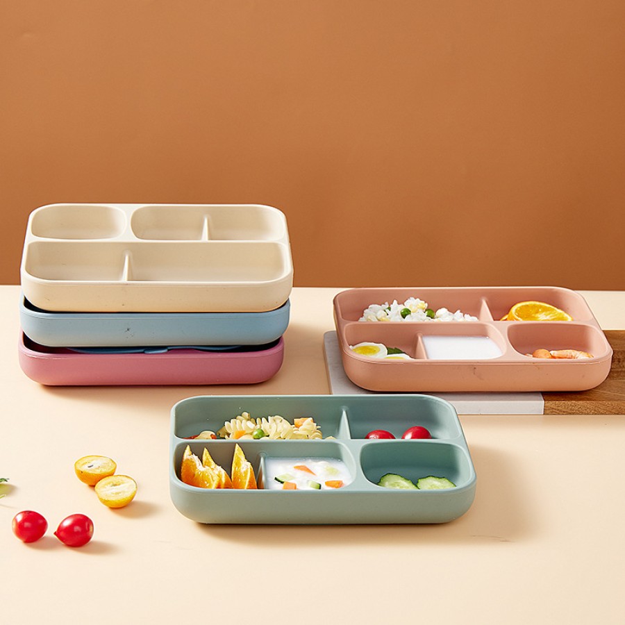 Five compartments with lid baby silicone tableware set